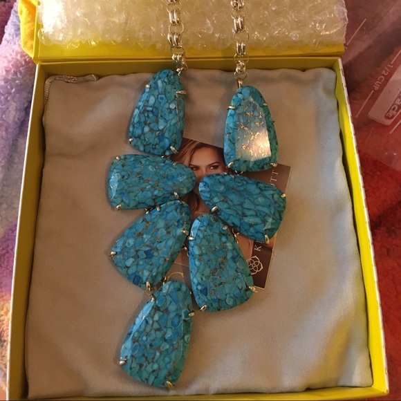 NWT Kendra Scott Bronze Veined Turquoise Harlow - Picture 2 of 3